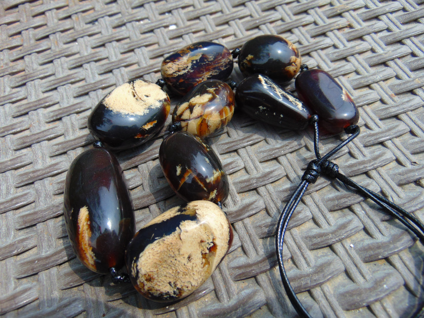 118 gram Small Beads Combination Necklace Indonesian Dark Blue Amber for Healing FN1