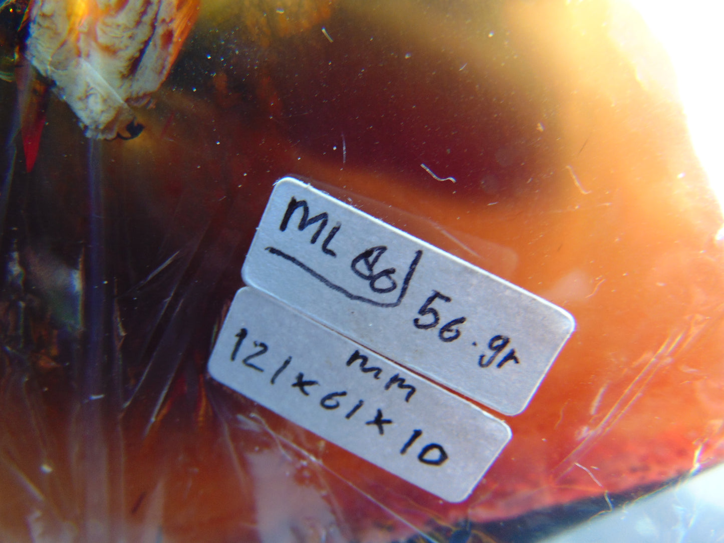 56 gram Slab polished Indonesian yellow blue Amber for Healing ML80