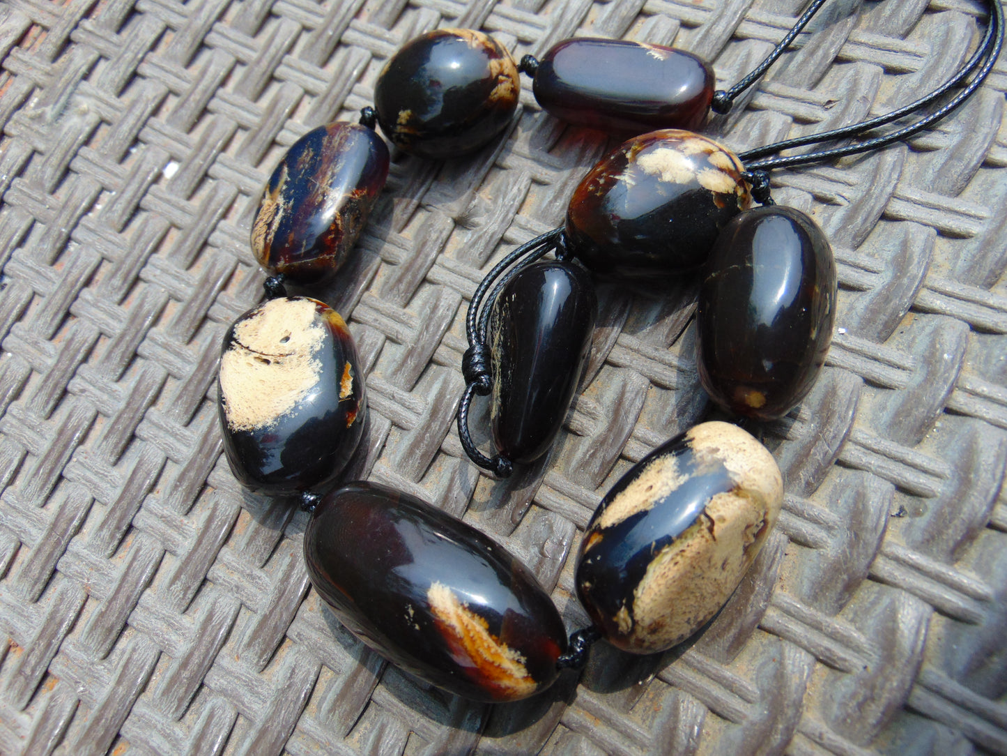 118 gram Small Beads Combination Necklace Indonesian Dark Blue Amber for Healing FN1