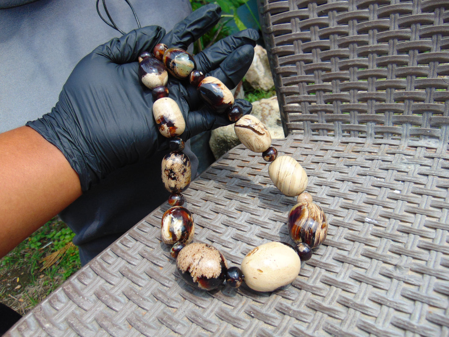 157 gram Small Beads Combination Necklace Indonesian White Amber for Healing NO.16