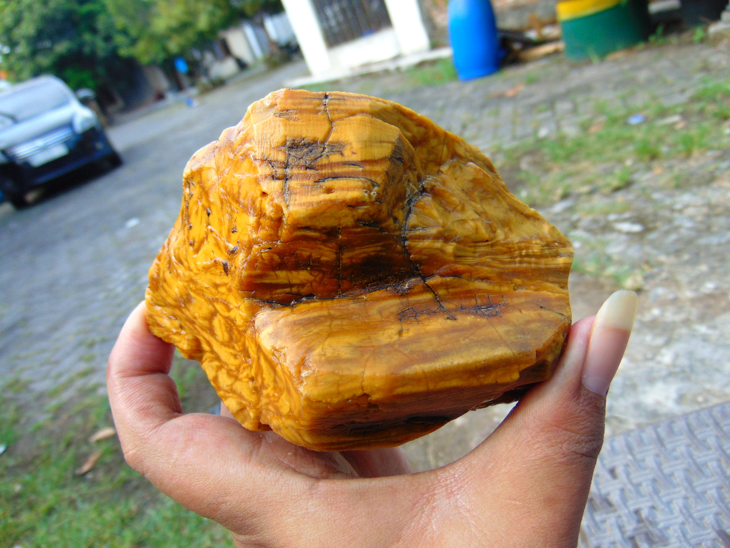 258 gram Polished Indonesia Yellow Fragrance Amber for Healing FK10