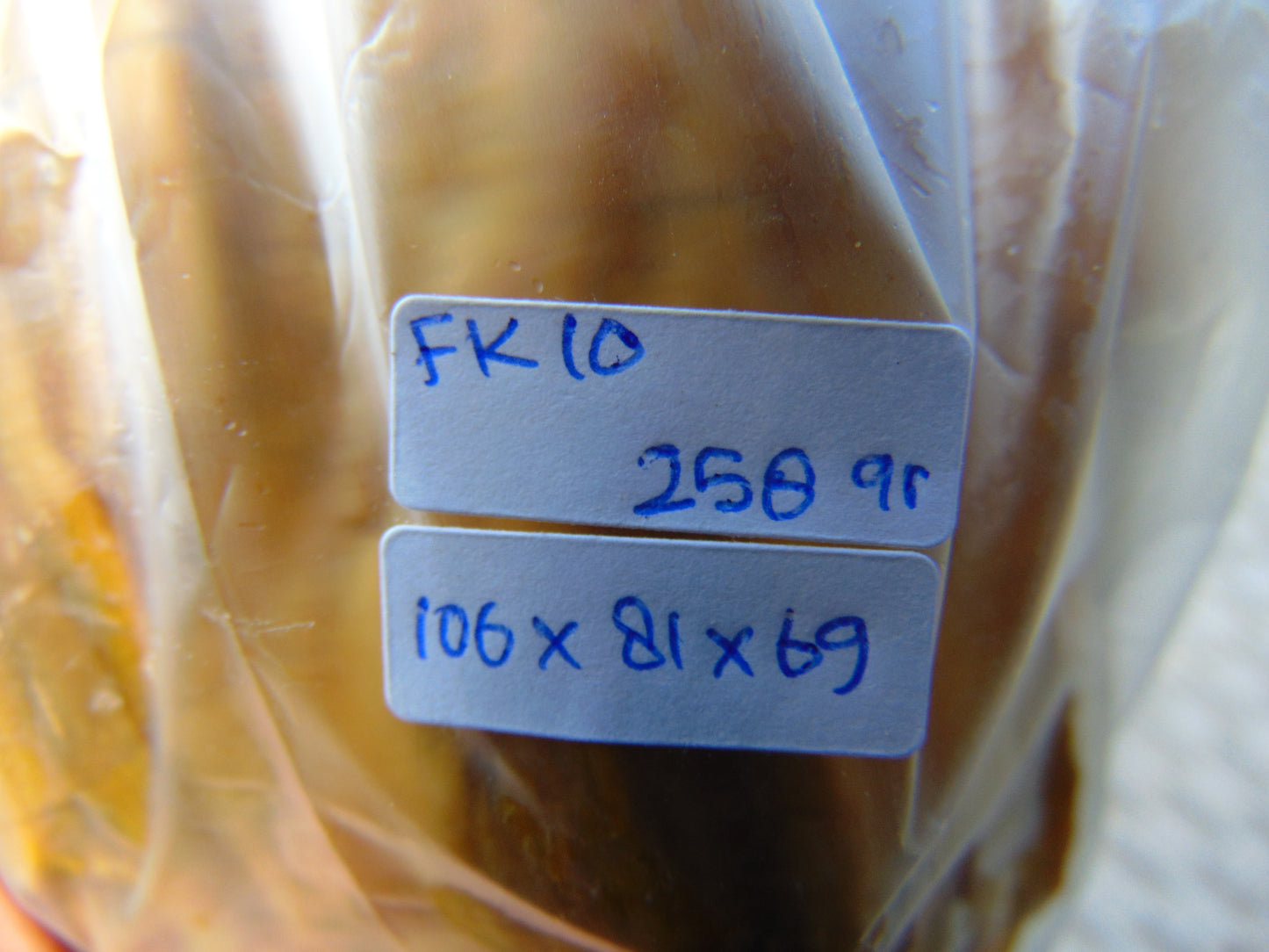 258 gram Polished Indonesia Yellow Fragrance Amber for Healing FK10