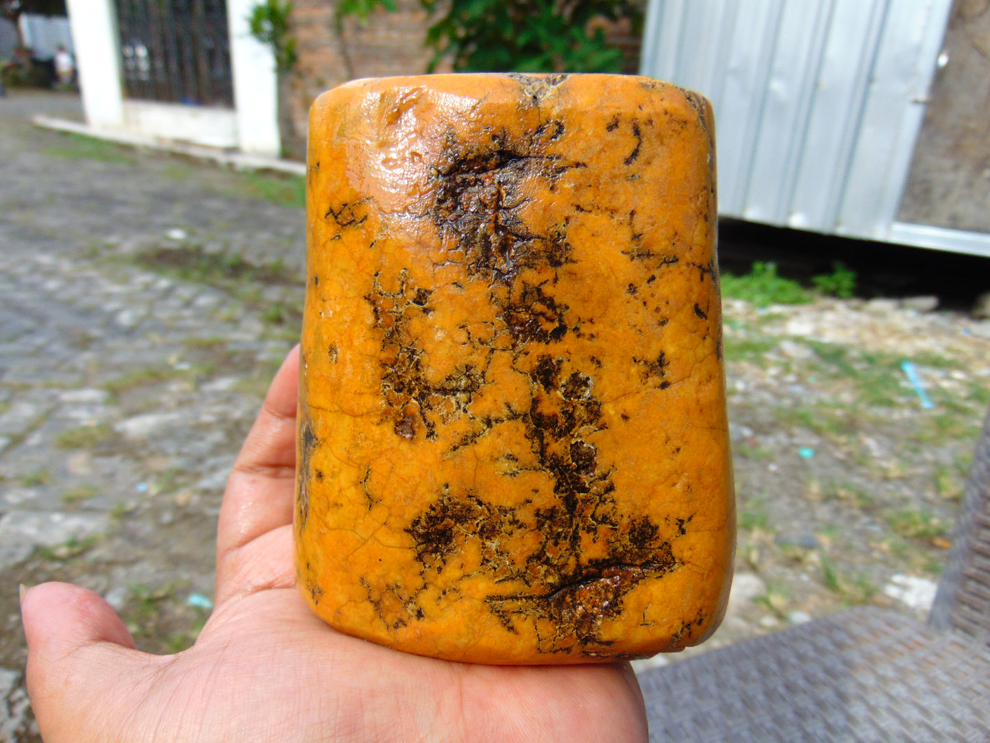 386 gram Polished Indonesia Yellow Fragrance Amber for Healing FK5