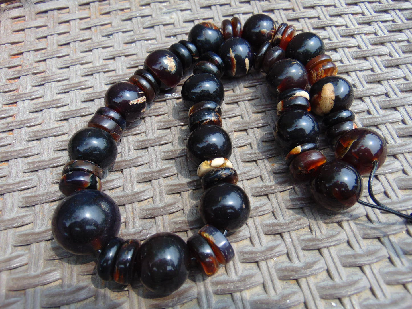 221 gram Small Beads Combination Necklace Indonesian White Amber for Healing NO.48