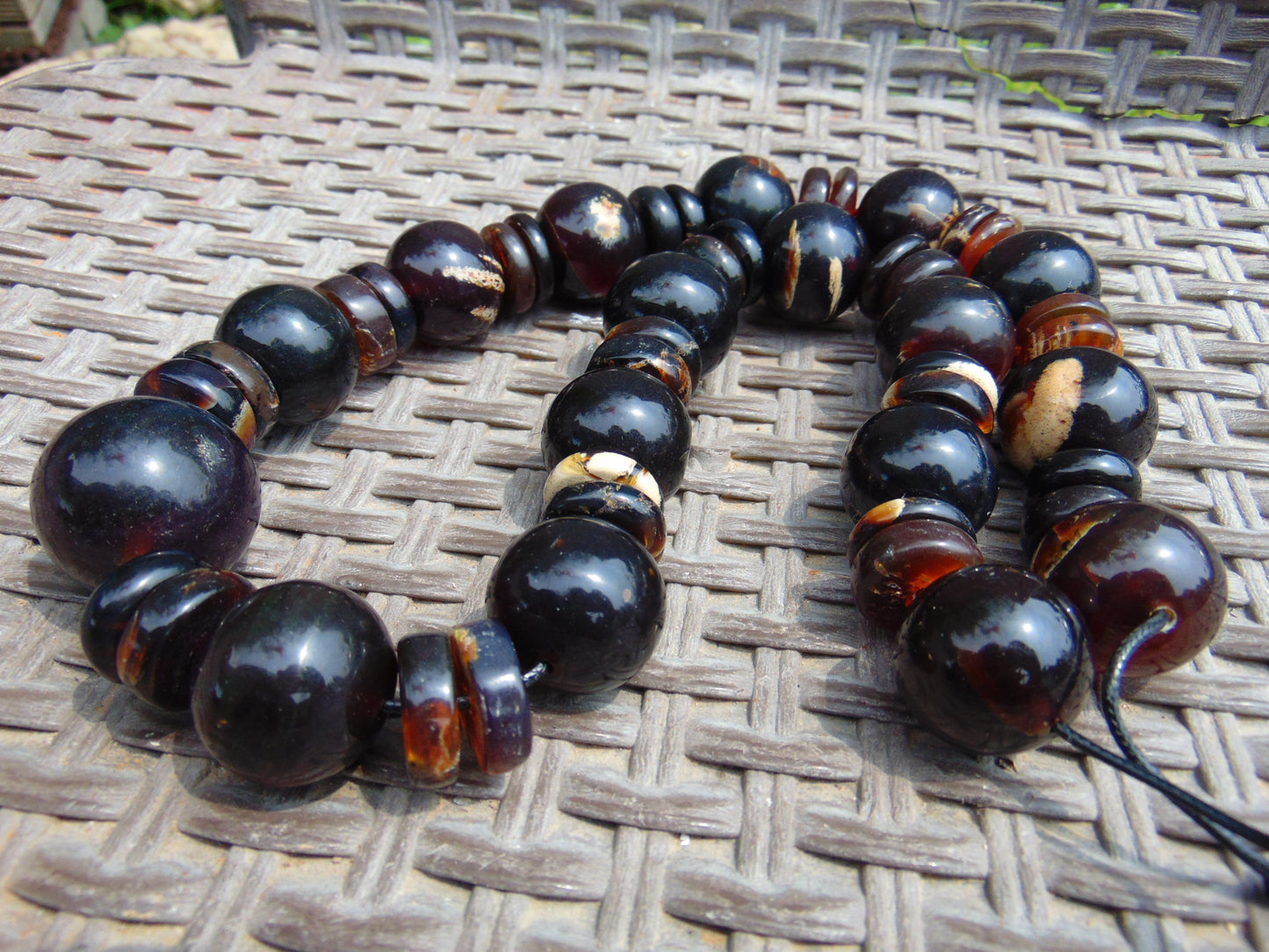 221 gram Small Beads Combination Necklace Indonesian White Amber for Healing NO.48