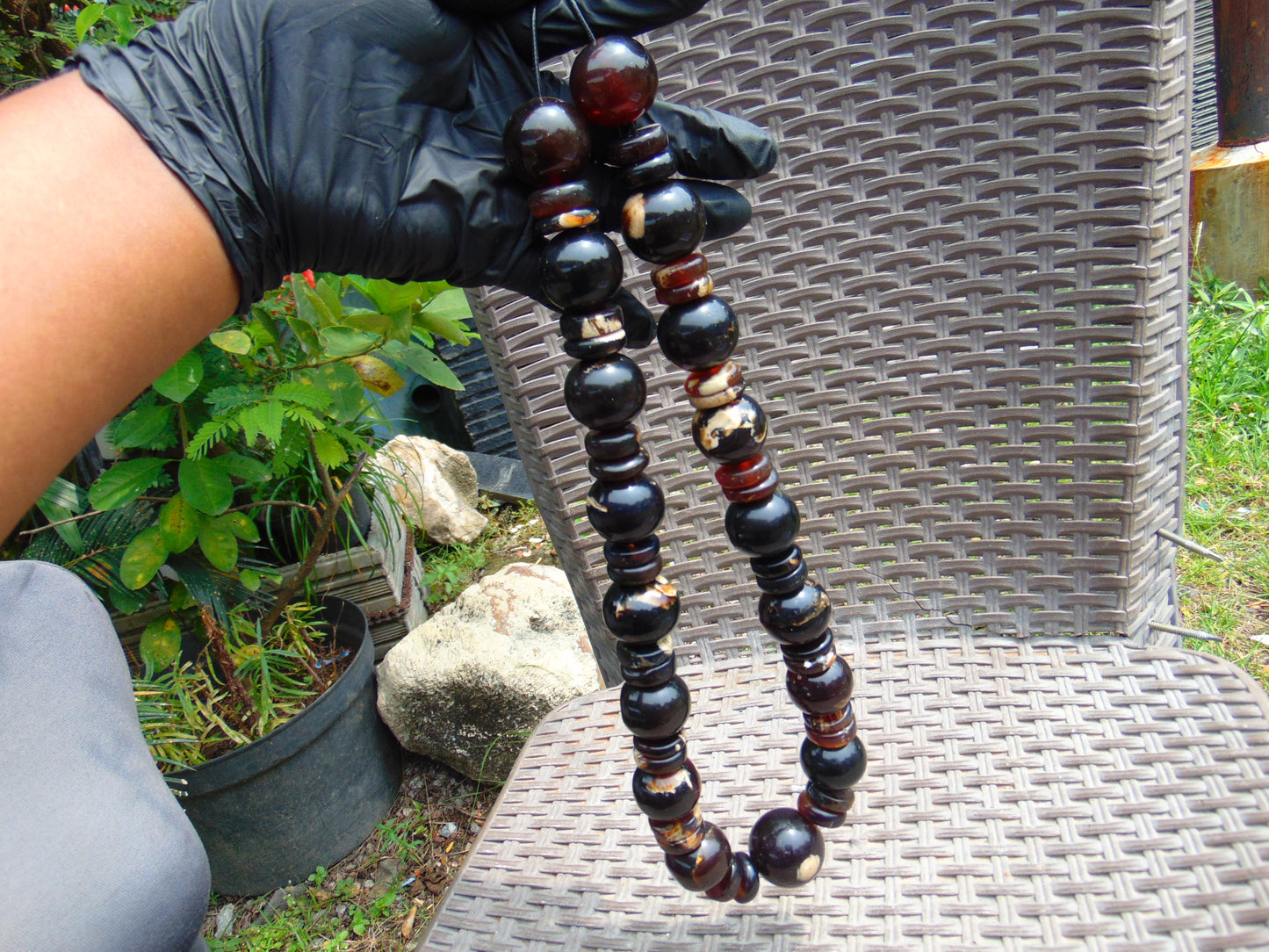 221 gram Small Beads Combination Necklace Indonesian White Amber for Healing NO.48
