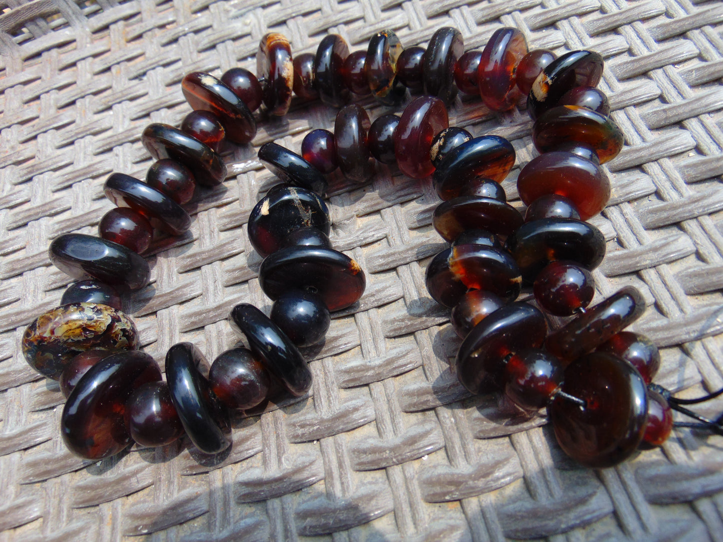 164 gram Small Beads Combination Necklace Indonesian Yellow Blue Amber for Healing NK5