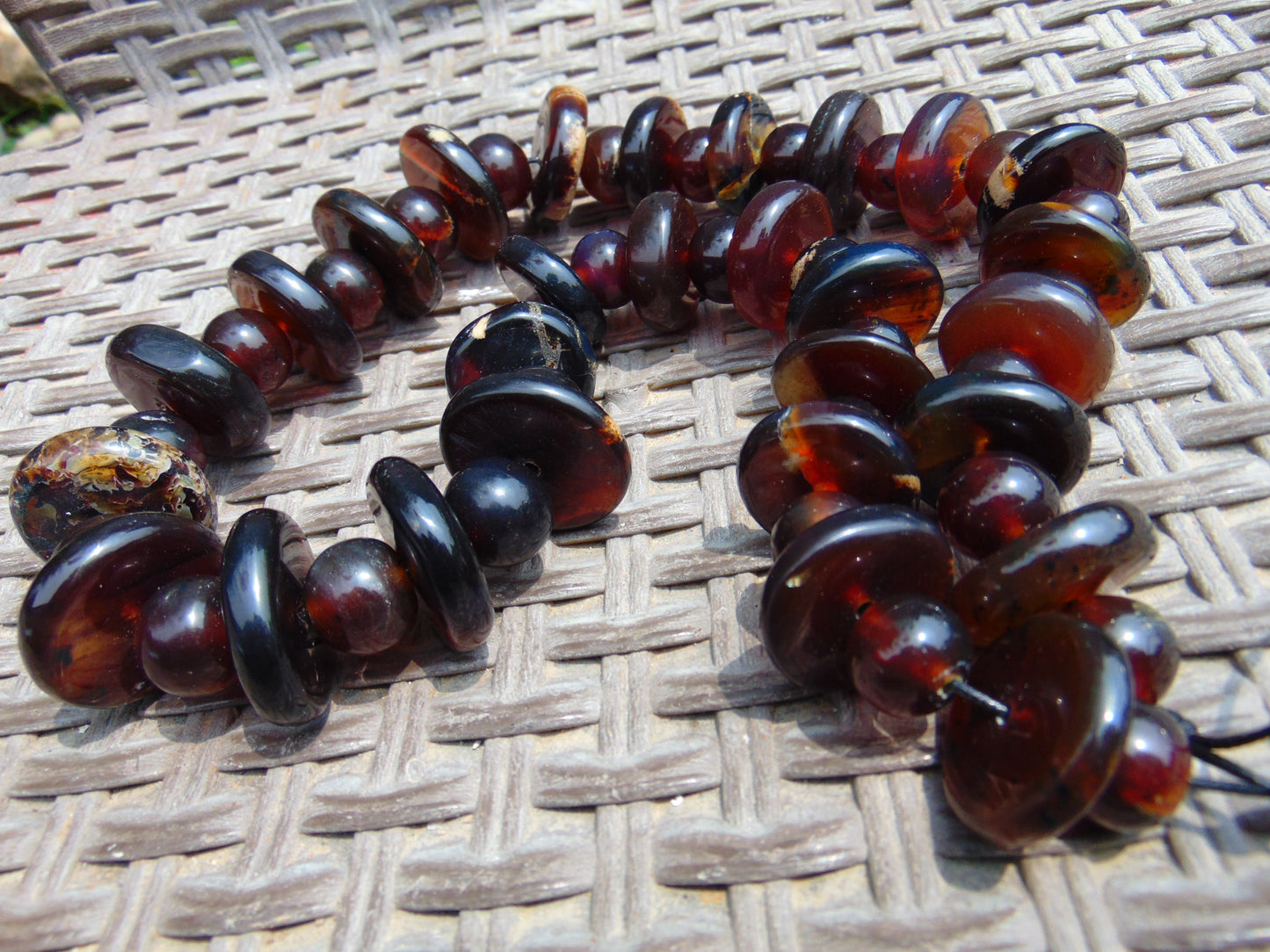 164 gram Small Beads Combination Necklace Indonesian Yellow Blue Amber for Healing NK5