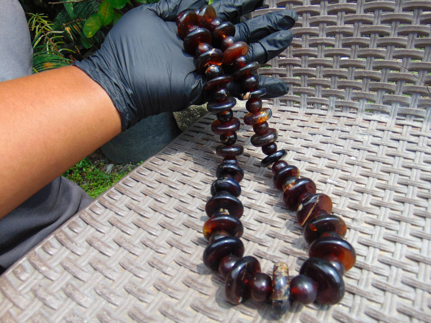 164 gram Small Beads Combination Necklace Indonesian Yellow Blue Amber for Healing NK5