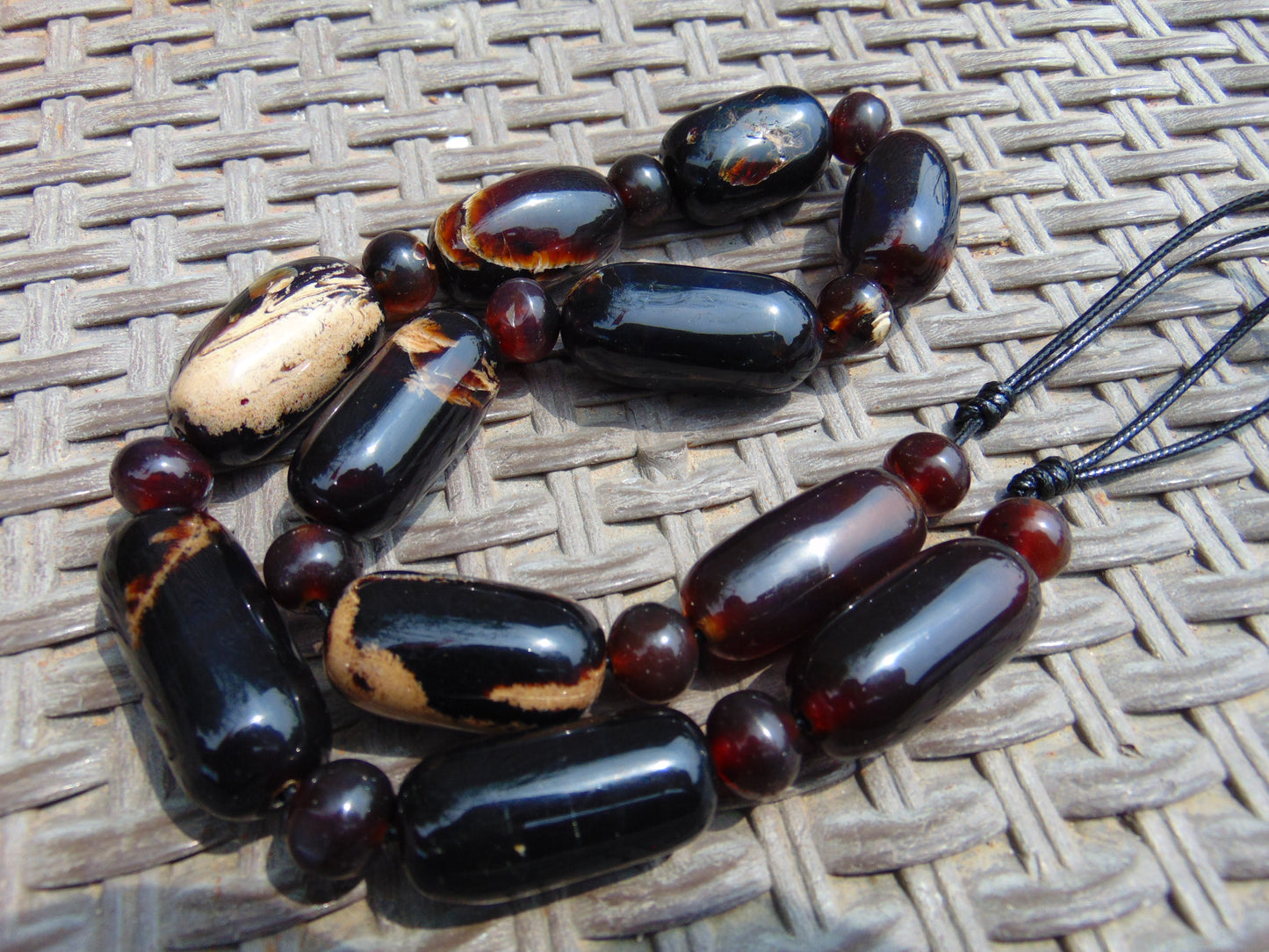 116 gram Small Beads Combination Necklace Indonesian Inclusion Dark Amber for Healing NO.6