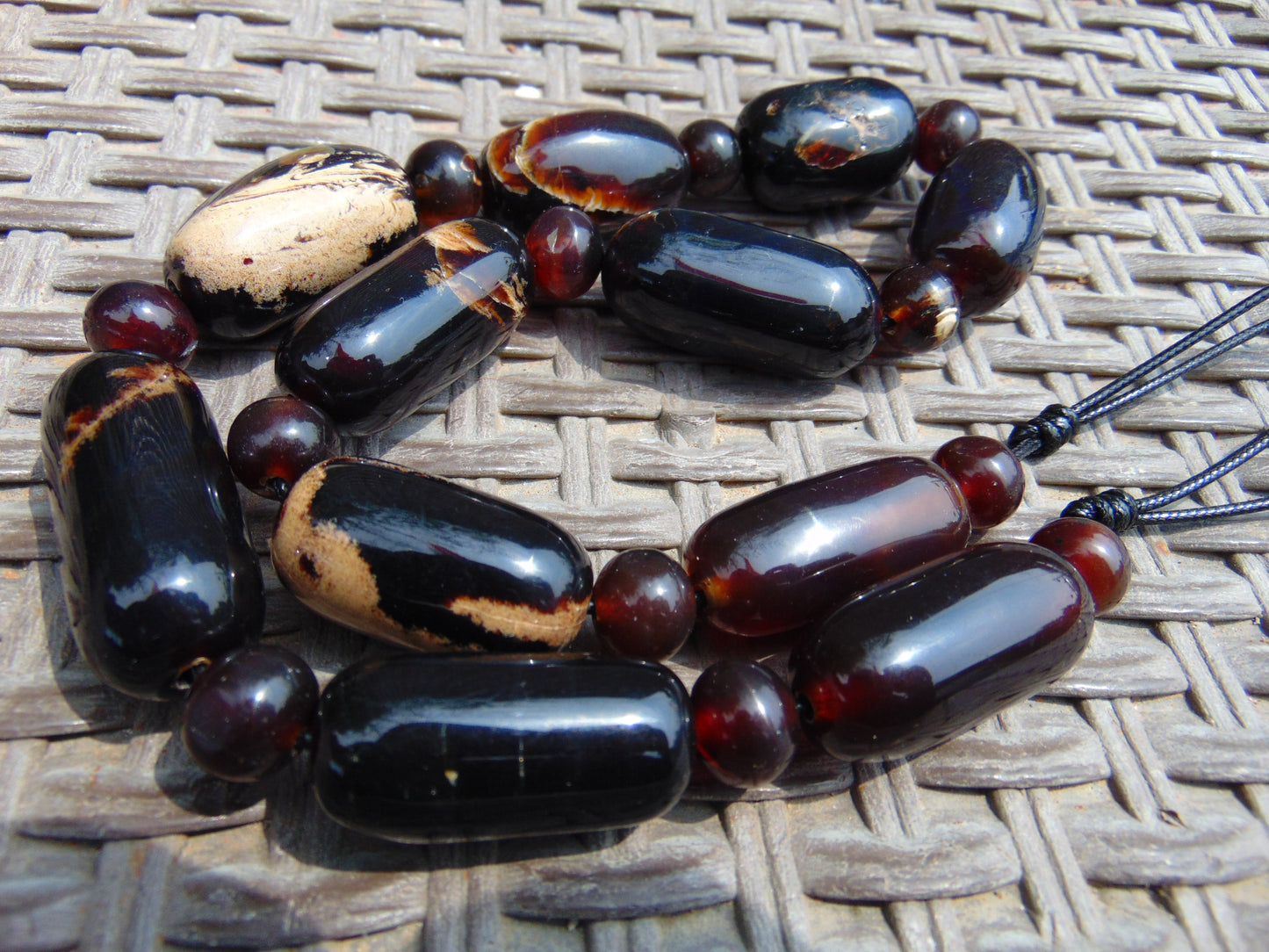 116 gram Small Beads Combination Necklace Indonesian Inclusion Dark Amber for Healing NO.6