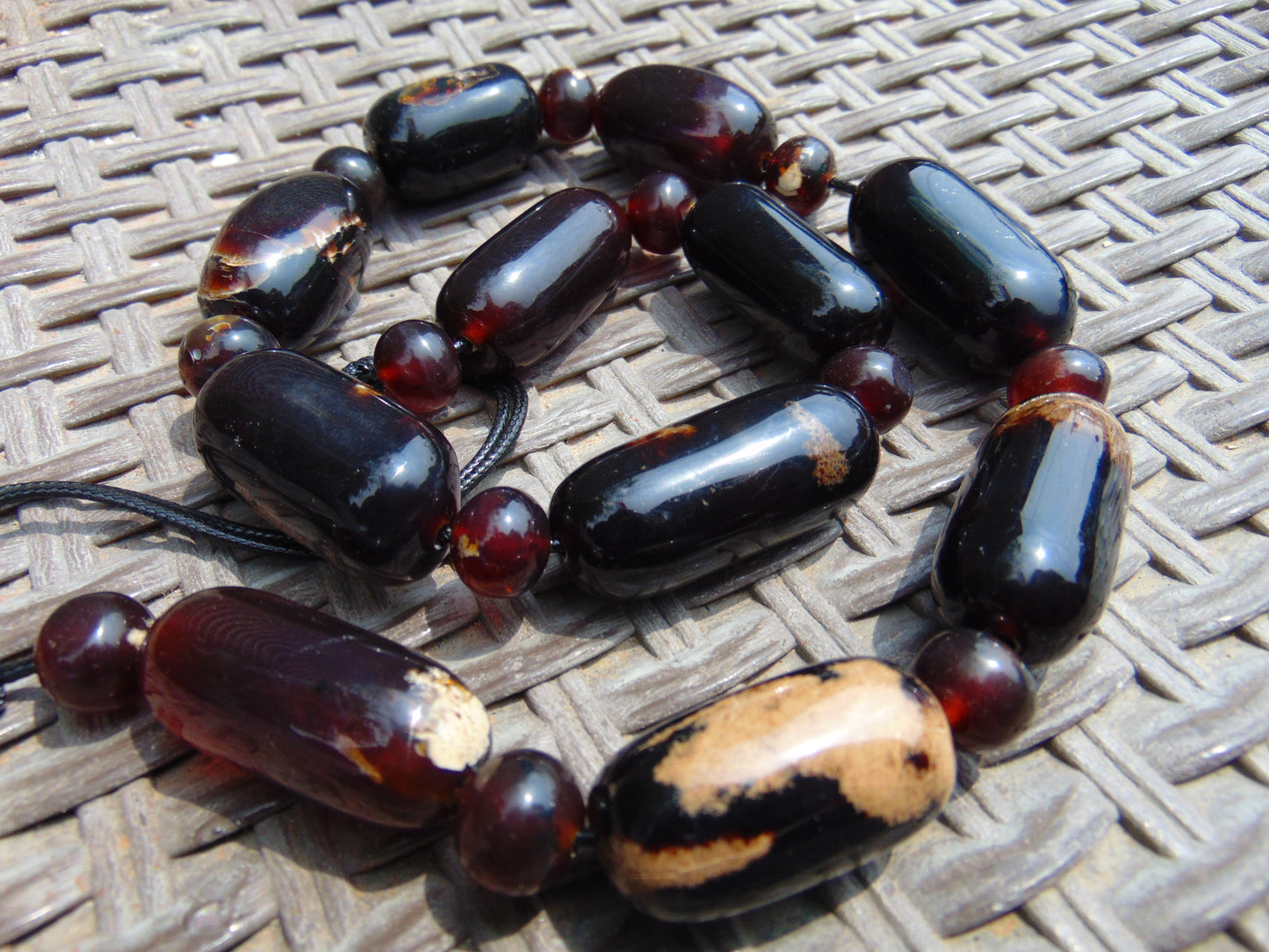 116 gram Small Beads Combination Necklace Indonesian Inclusion Dark Amber for Healing NO.6