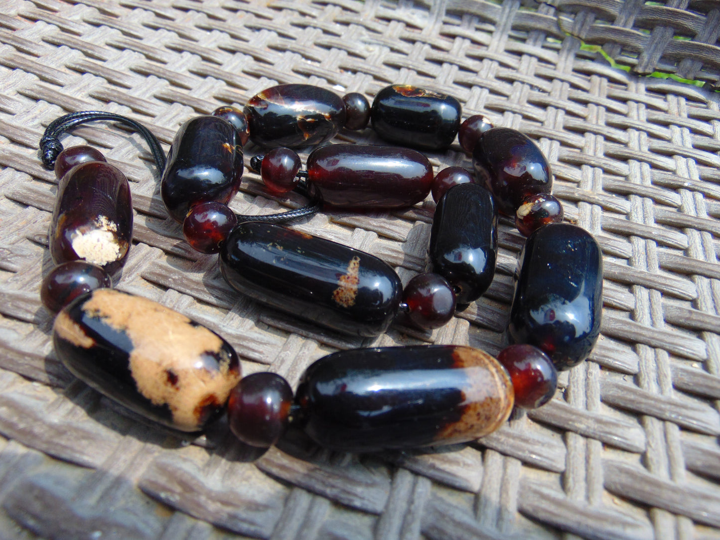 116 gram Small Beads Combination Necklace Indonesian Inclusion Dark Amber for Healing NO.6
