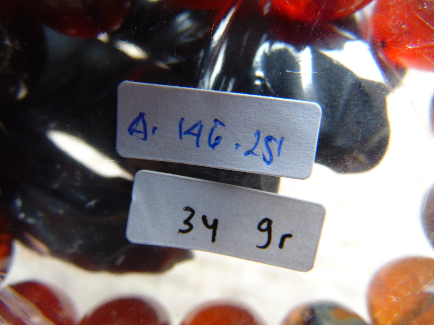 34 gram 14 Beads Mala Bracelet Indonesian mix yellow Blue Amber for Healing A14G251