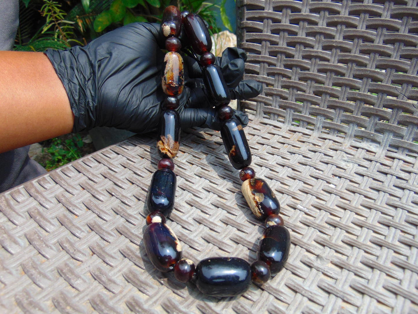 116 gram Small Beads Combination Necklace Indonesian Inclusion Dark Amber for Healing NO.6