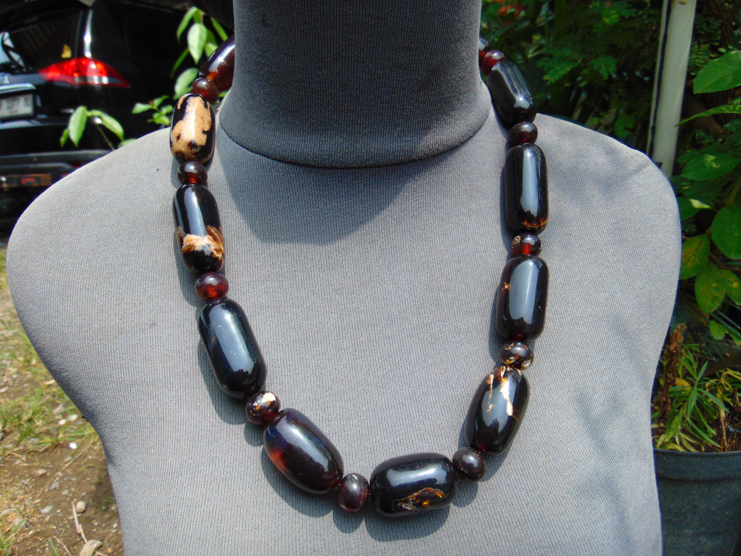 116 gram Small Beads Combination Necklace Indonesian Inclusion Dark Amber for Healing NO.6