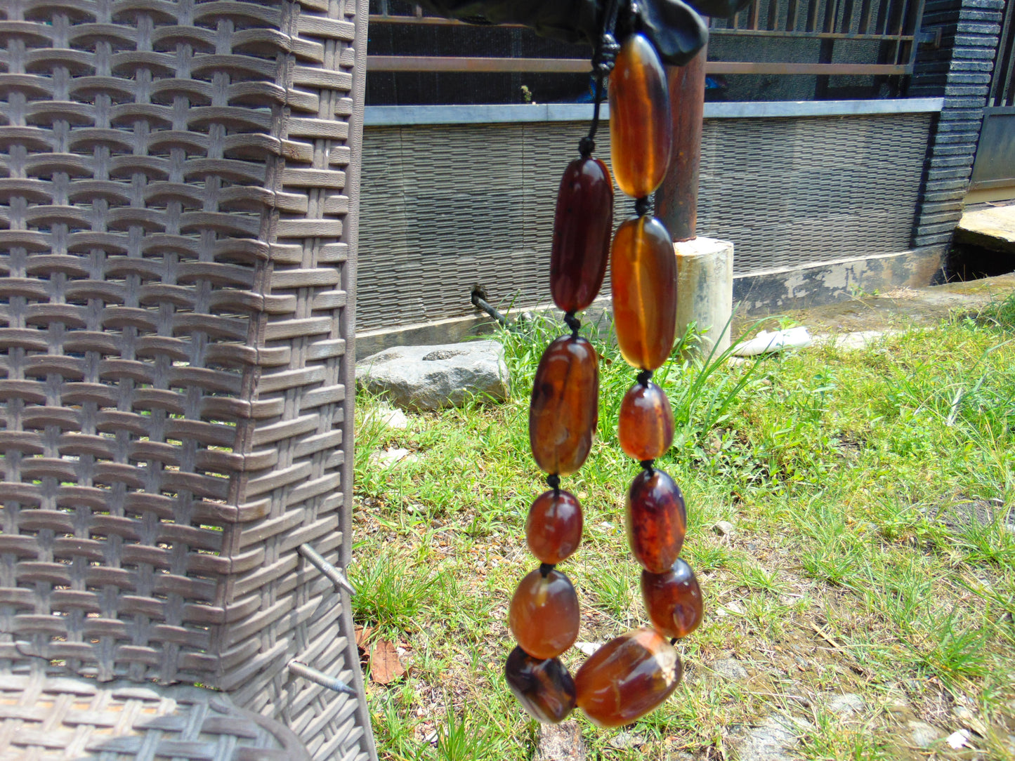 111 gram Small Beads Combination Necklace Indonesian Yellow Blue Amber for Healing NE87