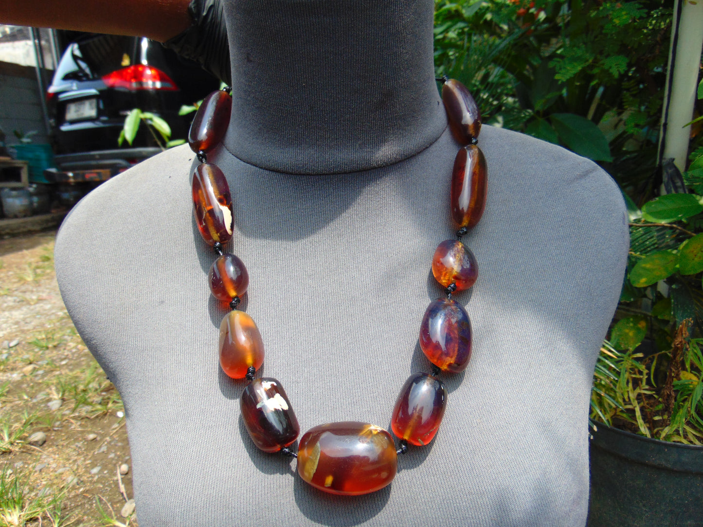 111 gram Small Beads Combination Necklace Indonesian Yellow Blue Amber for Healing NE87