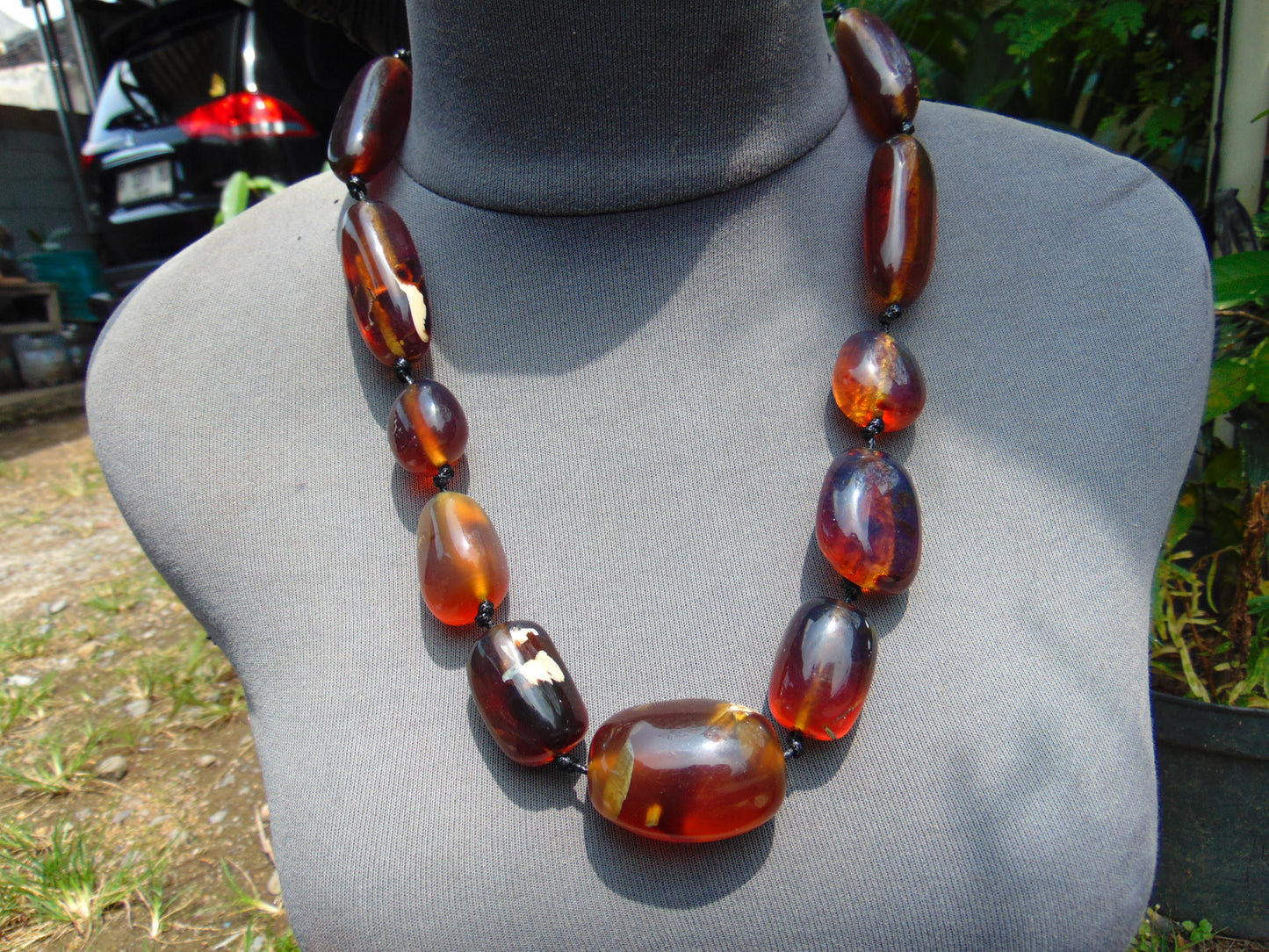 111 gram Small Beads Combination Necklace Indonesian Yellow Blue Amber for Healing NE87