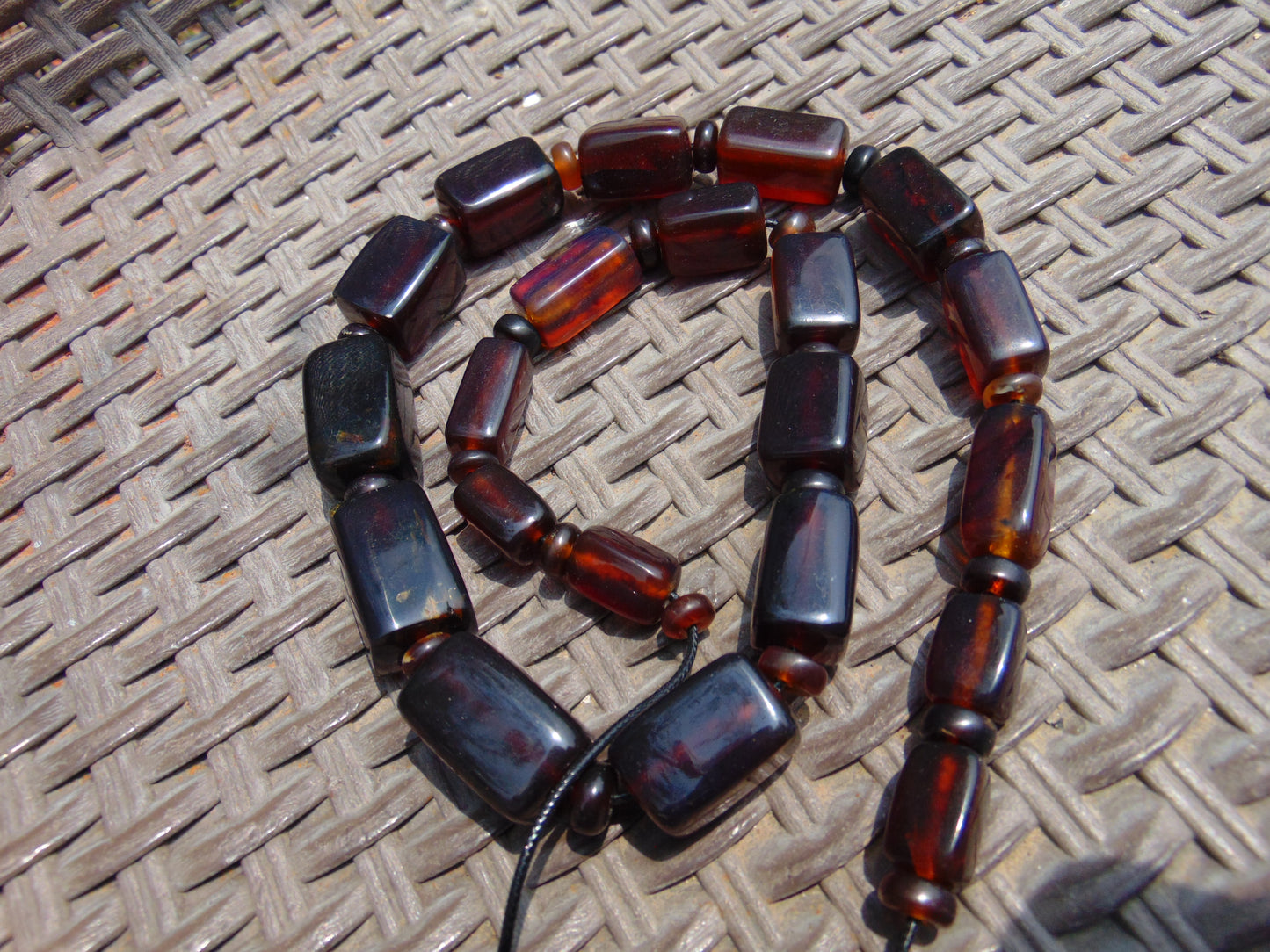 117 gram Small Beads Combination Necklace Indonesian Cherry Red Amber for Healing NE54