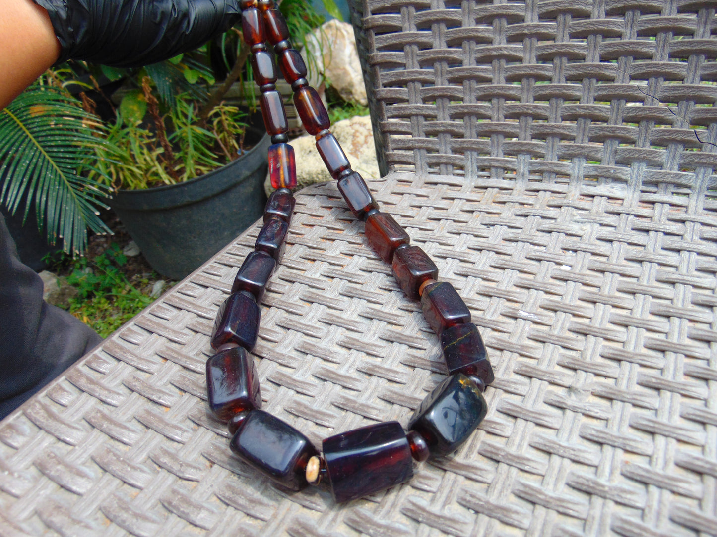 117 gram Small Beads Combination Necklace Indonesian Cherry Red Amber for Healing NE54
