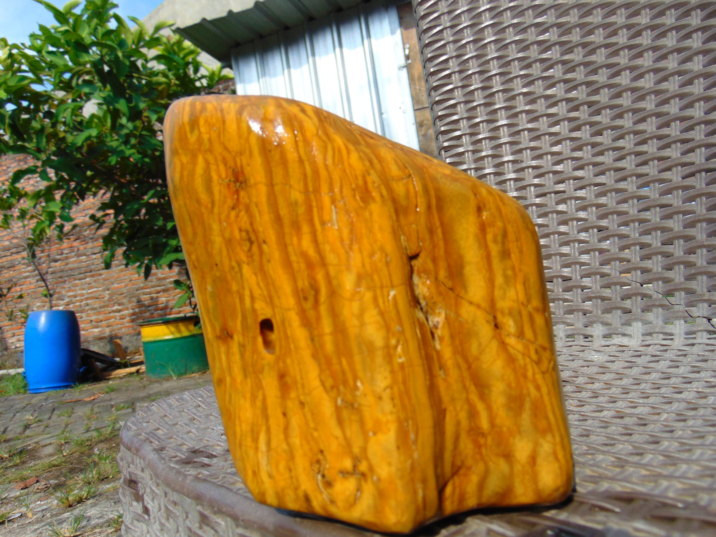 731 gram Polished Indonesia Yellow Fragrance Amber for Healing FK9