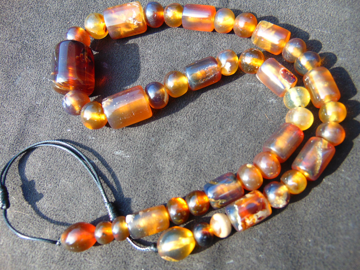 51 gram Small Beads Combination Necklace Indonesian Yellow Blue Amber for Healing NE10