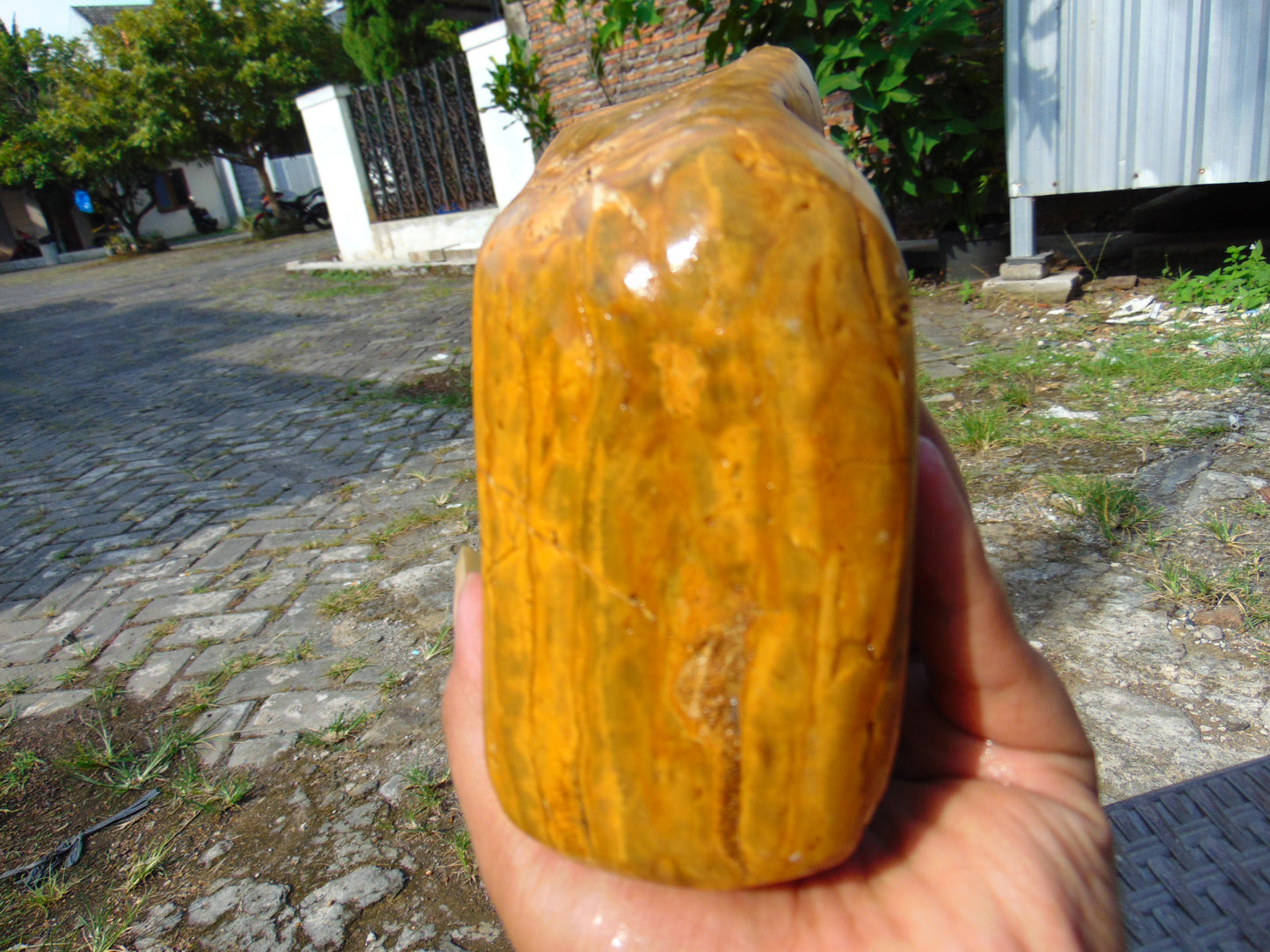 731 gram Polished Indonesia Yellow Fragrance Amber for Healing FK9