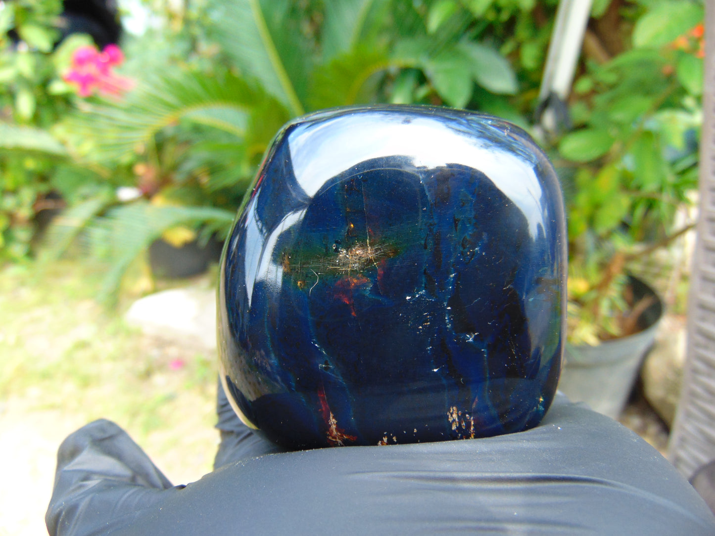 213 gr Polished Stone 66x65x65 Indonesian Blue Amber for Healing 25A180