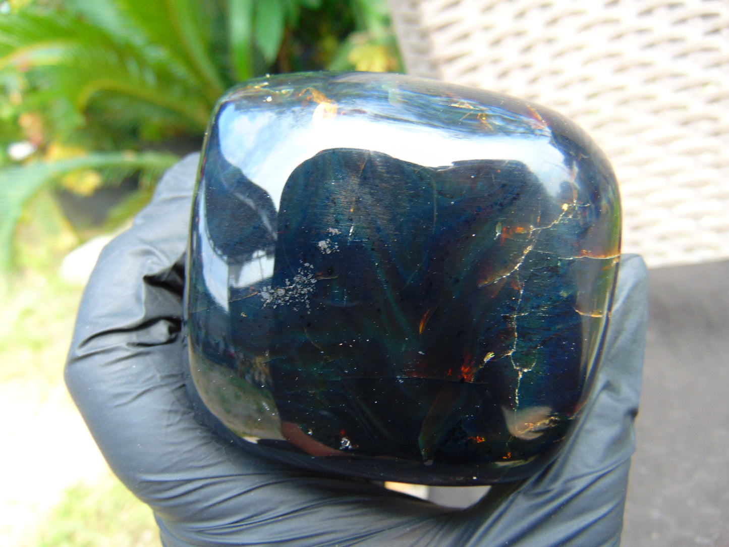 213 gr Polished Stone 66x65x65 Indonesian Blue Amber for Healing 25A180