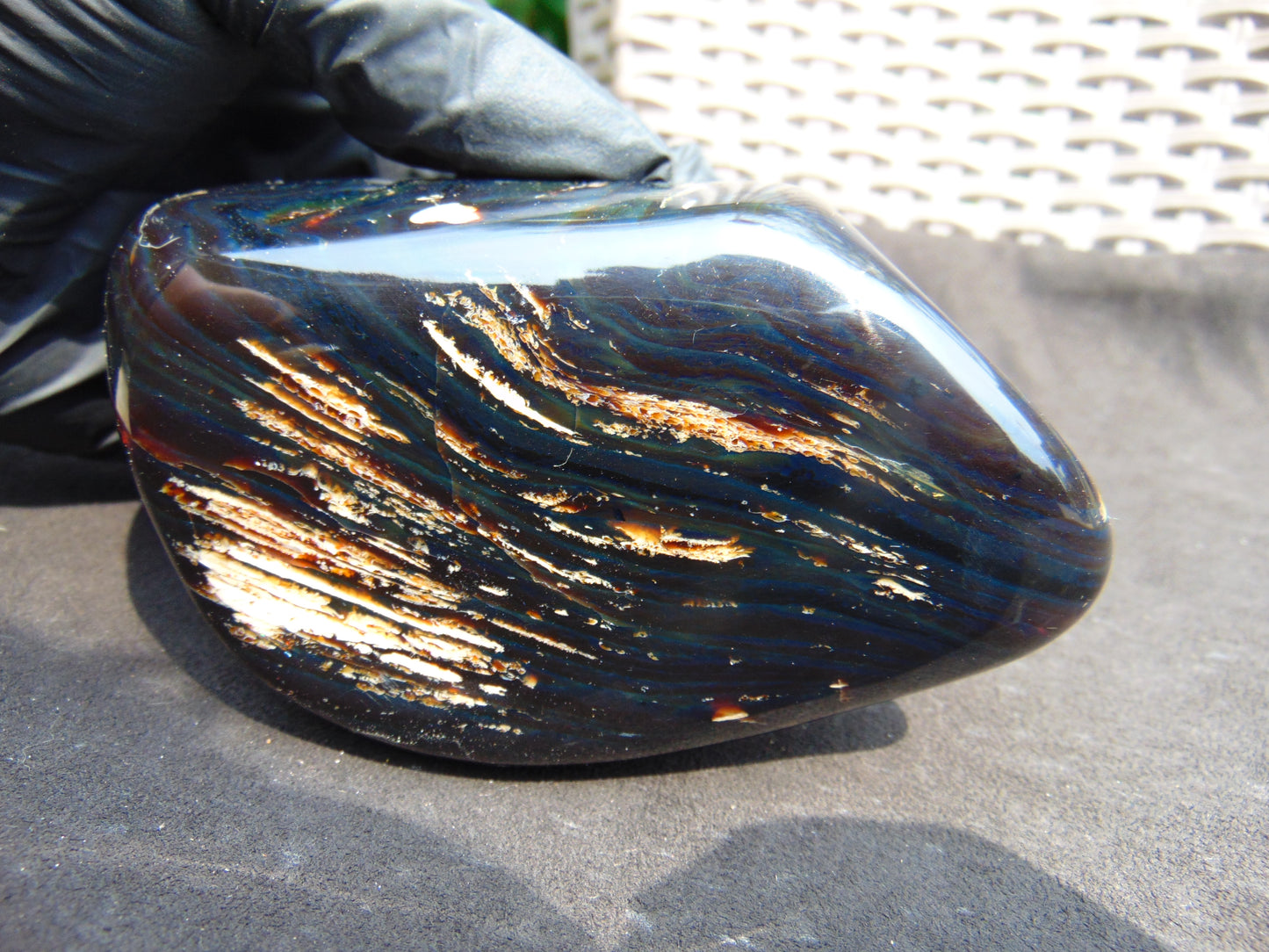 351 gr Polished Stone 121x72x77 Indonesian Blue Amber for Healing 25Y97