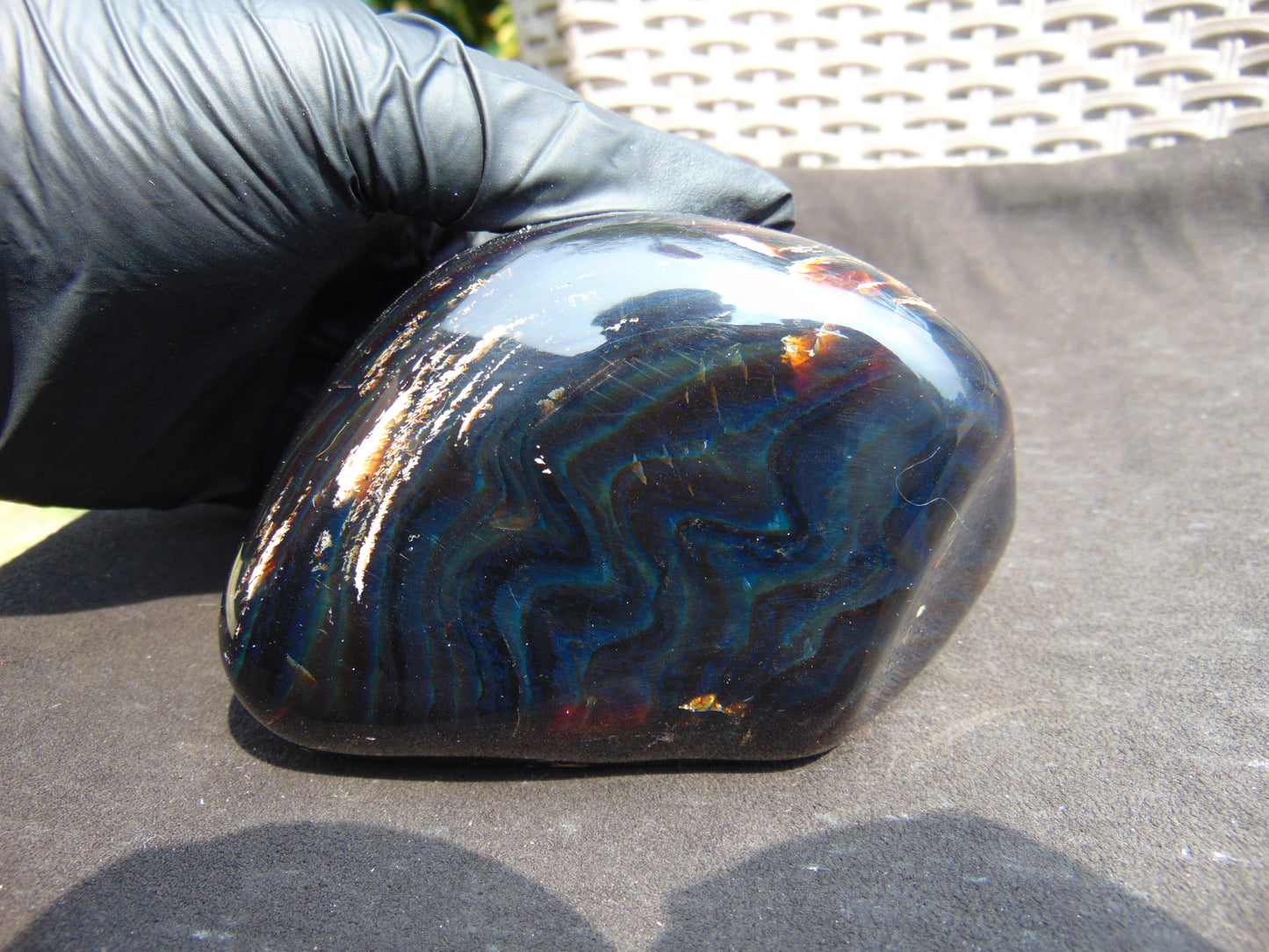 351 gr Polished Stone 121x72x77 Indonesian Blue Amber for Healing 25Y97