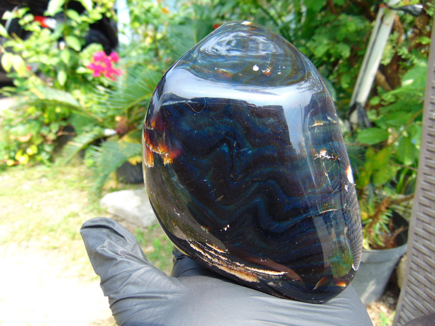 351 gr Polished Stone 121x72x77 Indonesian Blue Amber for Healing 25Y97