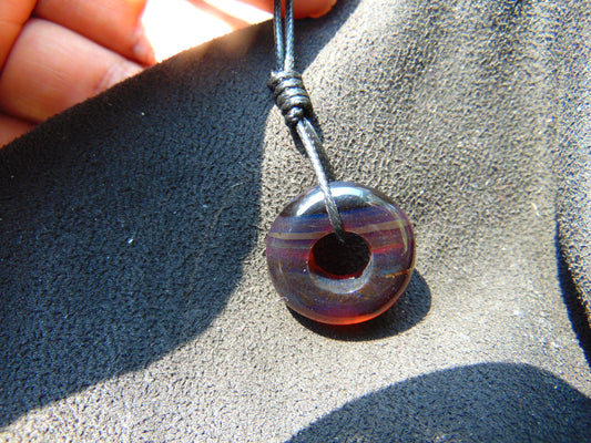 1.8 gr Donut Pendant Indonesia Blue Red Amber No.148