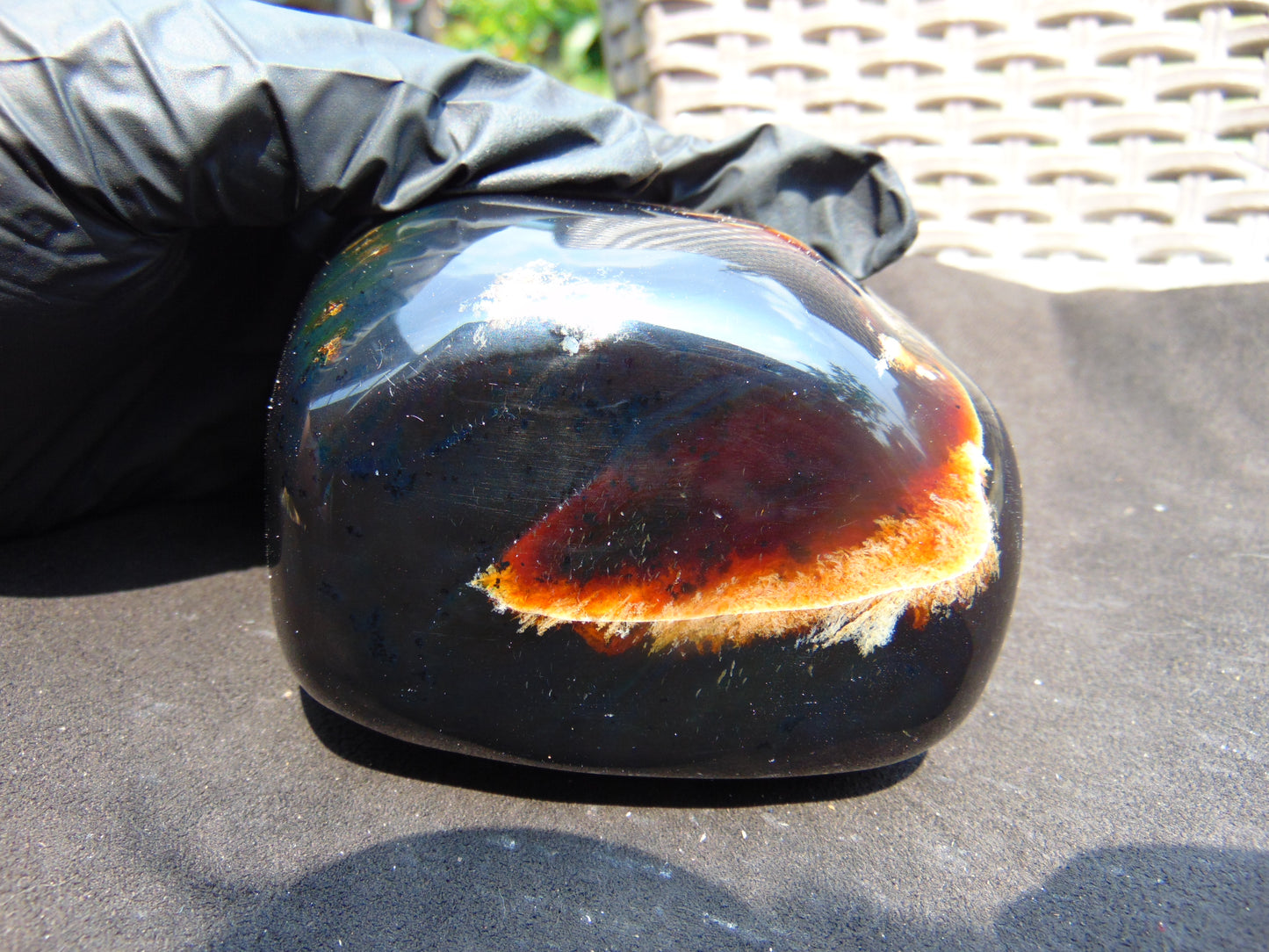 338 gr Polished Stone Indonesian Blue Amber for Healing 25A175