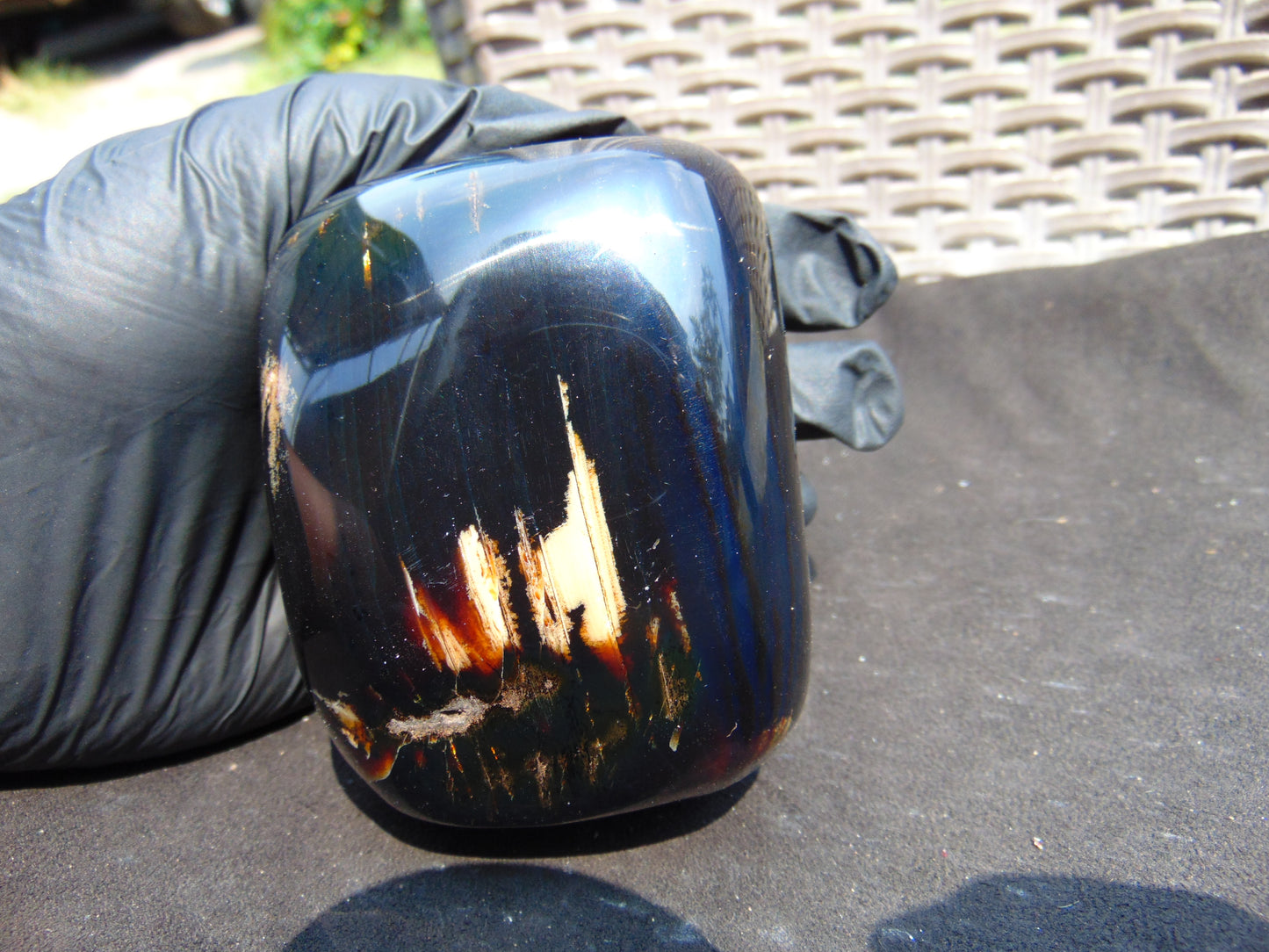 338 gr Polished Stone Indonesian Blue Amber for Healing 25A175