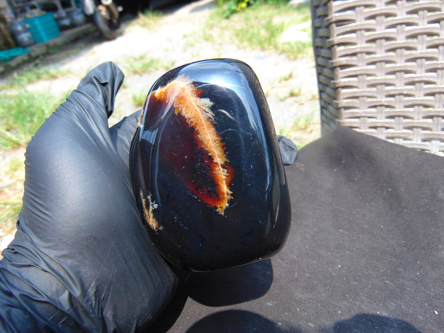 338 gr Polished Stone Indonesian Blue Amber for Healing 25A175
