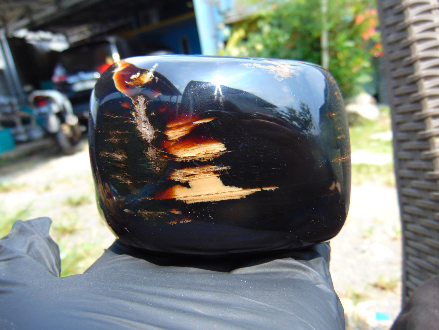 338 gr Polished Stone Indonesian Blue Amber for Healing 25A175