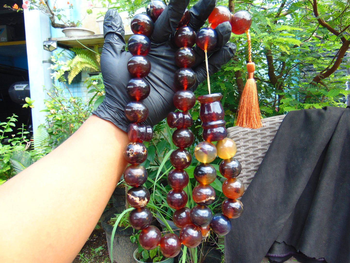 374 gr Big Tasbih Mesbah Rosary 33+3 Beads 25 mm Indonesian Yellow Blue Amber for Healing Collection TB25i4