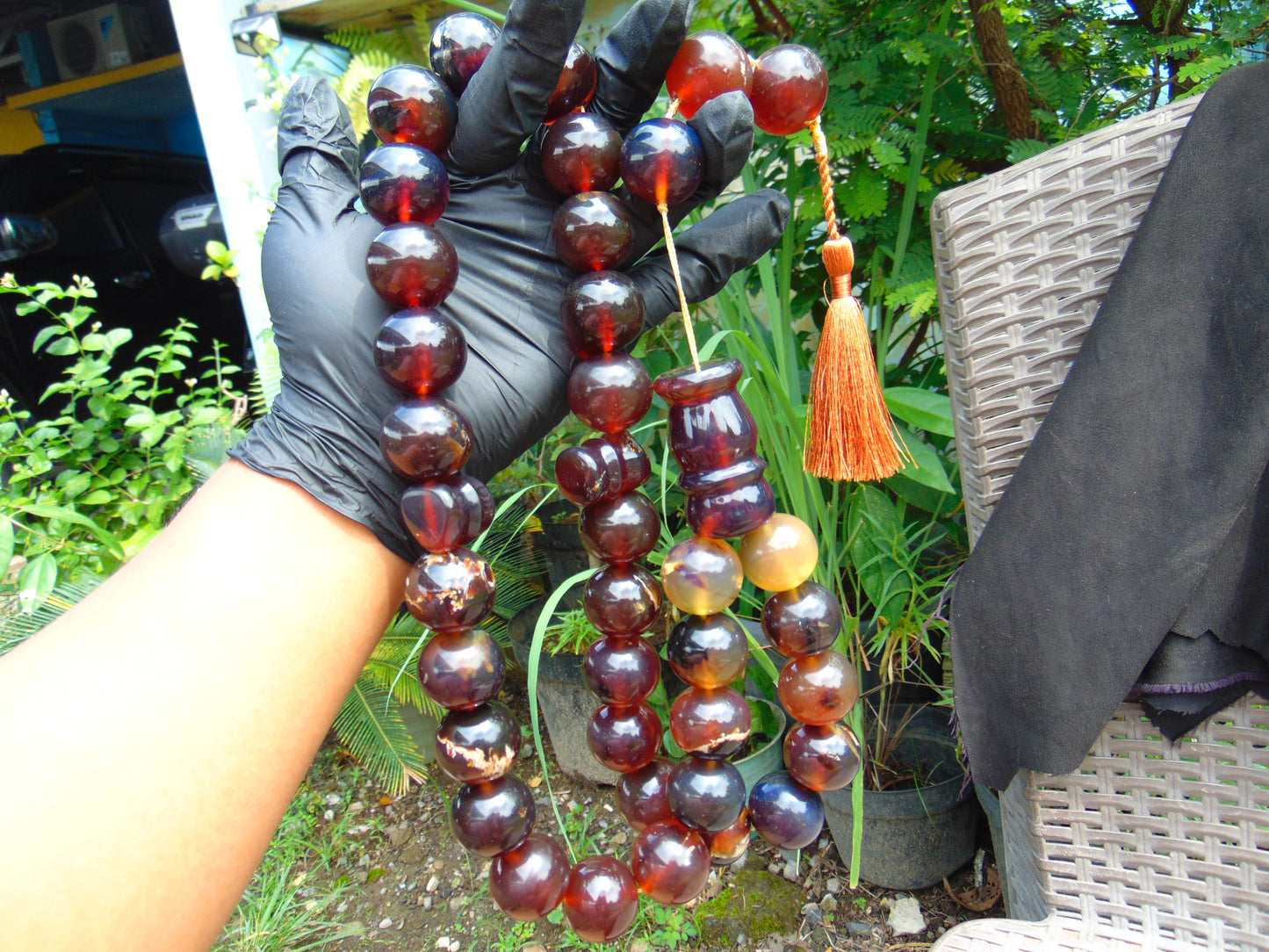 374 gr Big Tasbih Mesbah Rosary 33+3 Beads 25 mm Indonesian Yellow Blue Amber for Healing Collection TB25i4