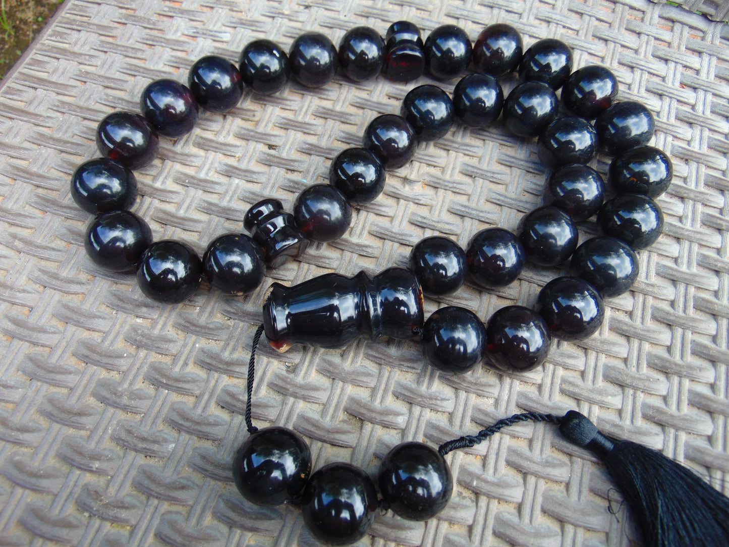 371 gr Big Tasbih Mesbah Rosary 33+3 Beads 25 mm Indonesian Black Amber for Healing Collection TB25i12