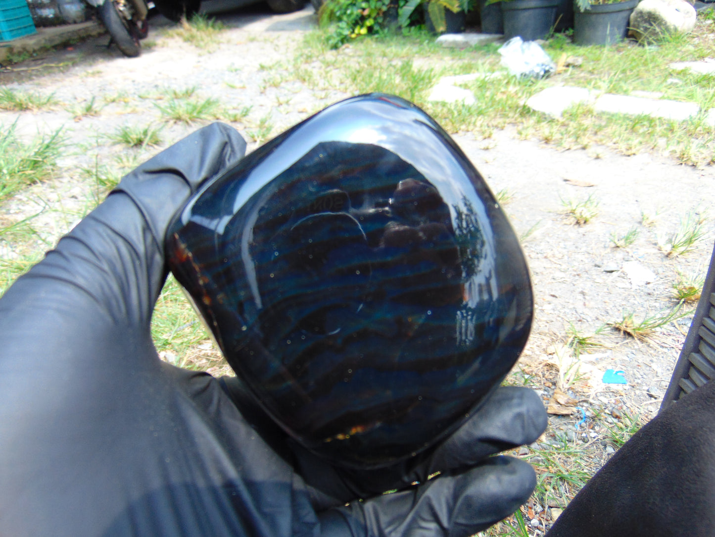 324 gr Polished Stone 83x77x66 Indonesian Blue Amber for Healing 25Y135