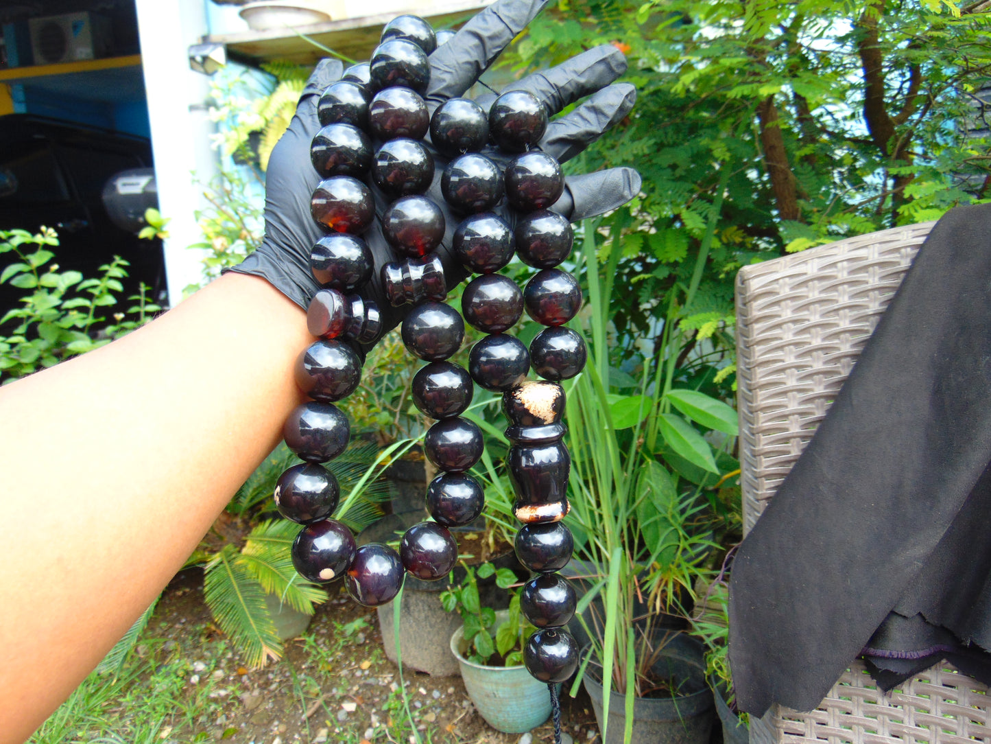 371 gr Big Tasbih Mesbah Rosary 33+3 Beads 25 mm Indonesian Black Amber for Healing Collection TB25i12