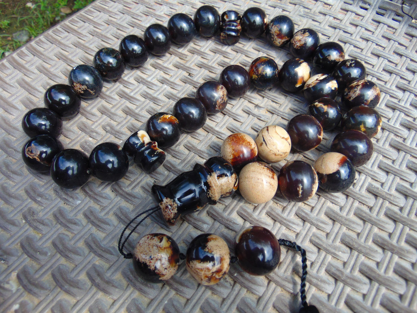 391 gr BIG Tasbih 33+3 Beads Mesbah Rosary Indonesian Dark White Amber for Healing Collection TB25i10
