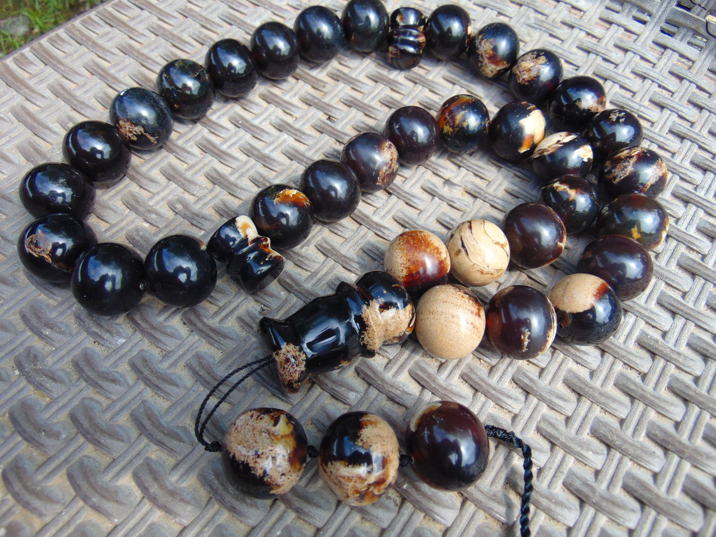 391 gr BIG Tasbih 33+3 Beads Mesbah Rosary Indonesian Dark White Amber for Healing Collection TB25i10