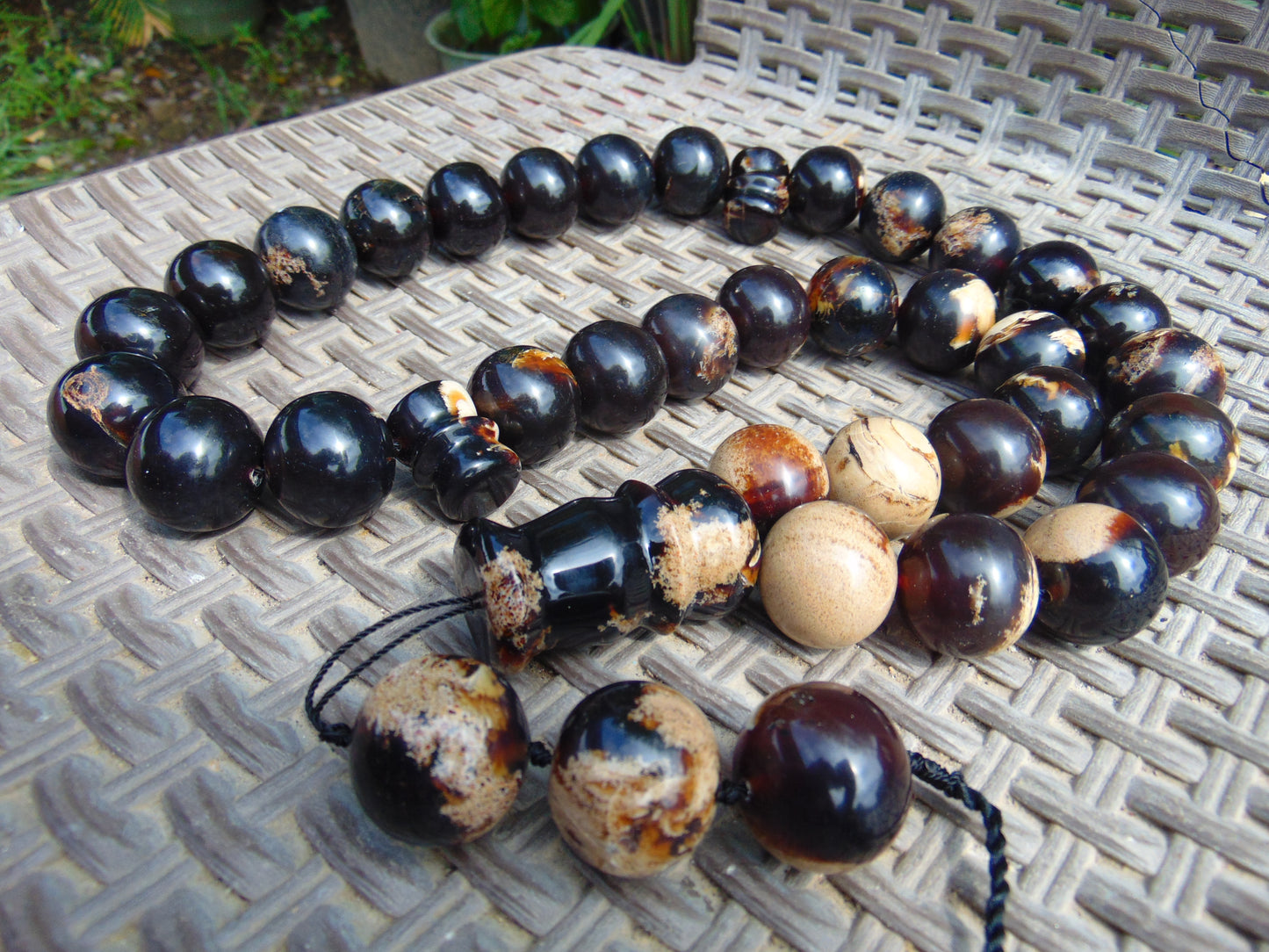 391 gr BIG Tasbih 33+3 Beads Mesbah Rosary Indonesian Dark White Amber for Healing Collection TB25i10