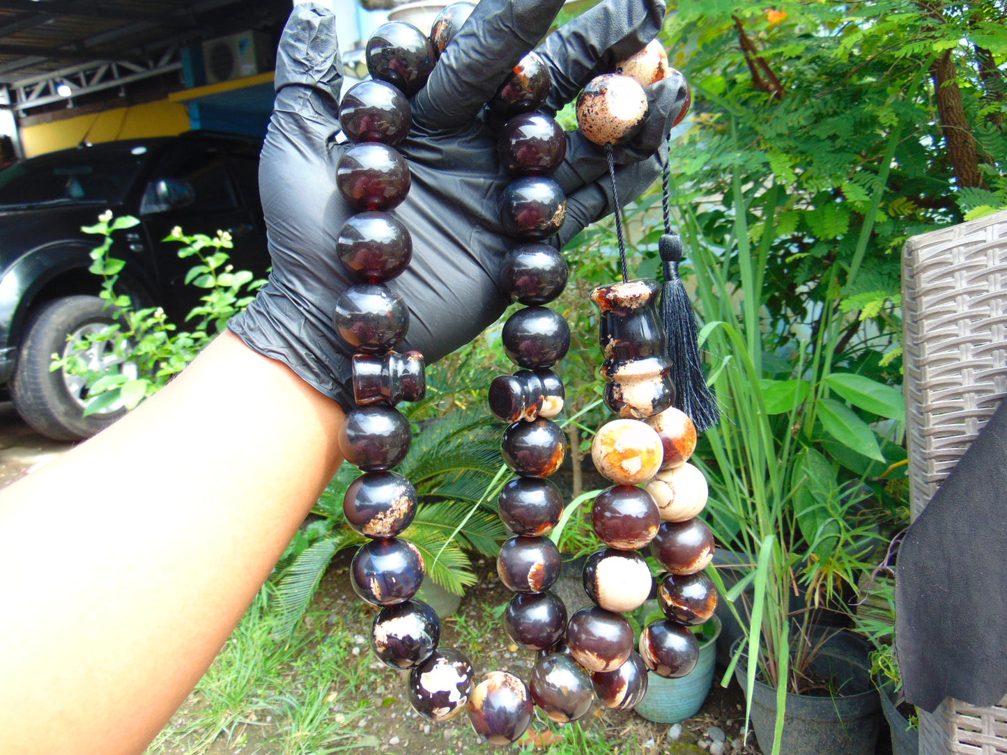 391 gr BIG Tasbih 33+3 Beads Mesbah Rosary Indonesian Dark White Amber for Healing Collection TB25i10