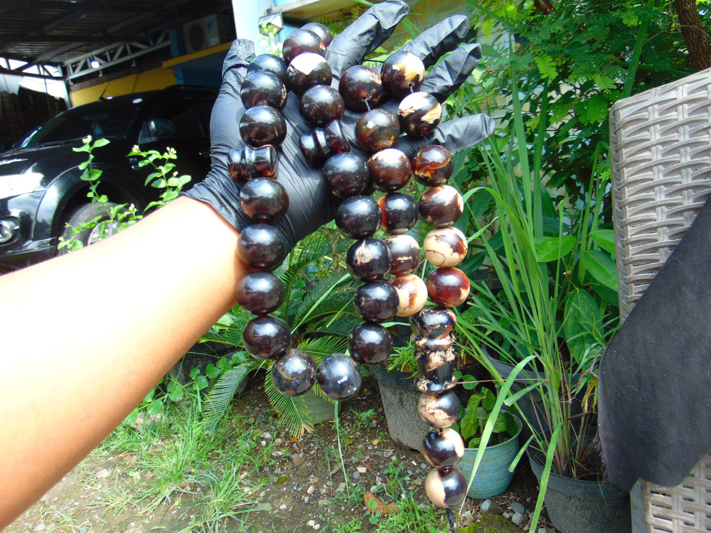391 gr BIG Tasbih 33+3 Beads Mesbah Rosary Indonesian Dark White Amber for Healing Collection TB25i10