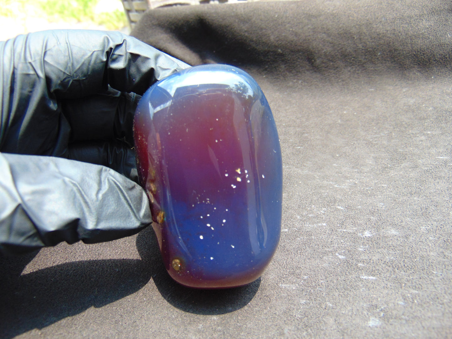107 gr Polished Stone 86x52x49 Indonesian Blue Amber for Healing 25N138
