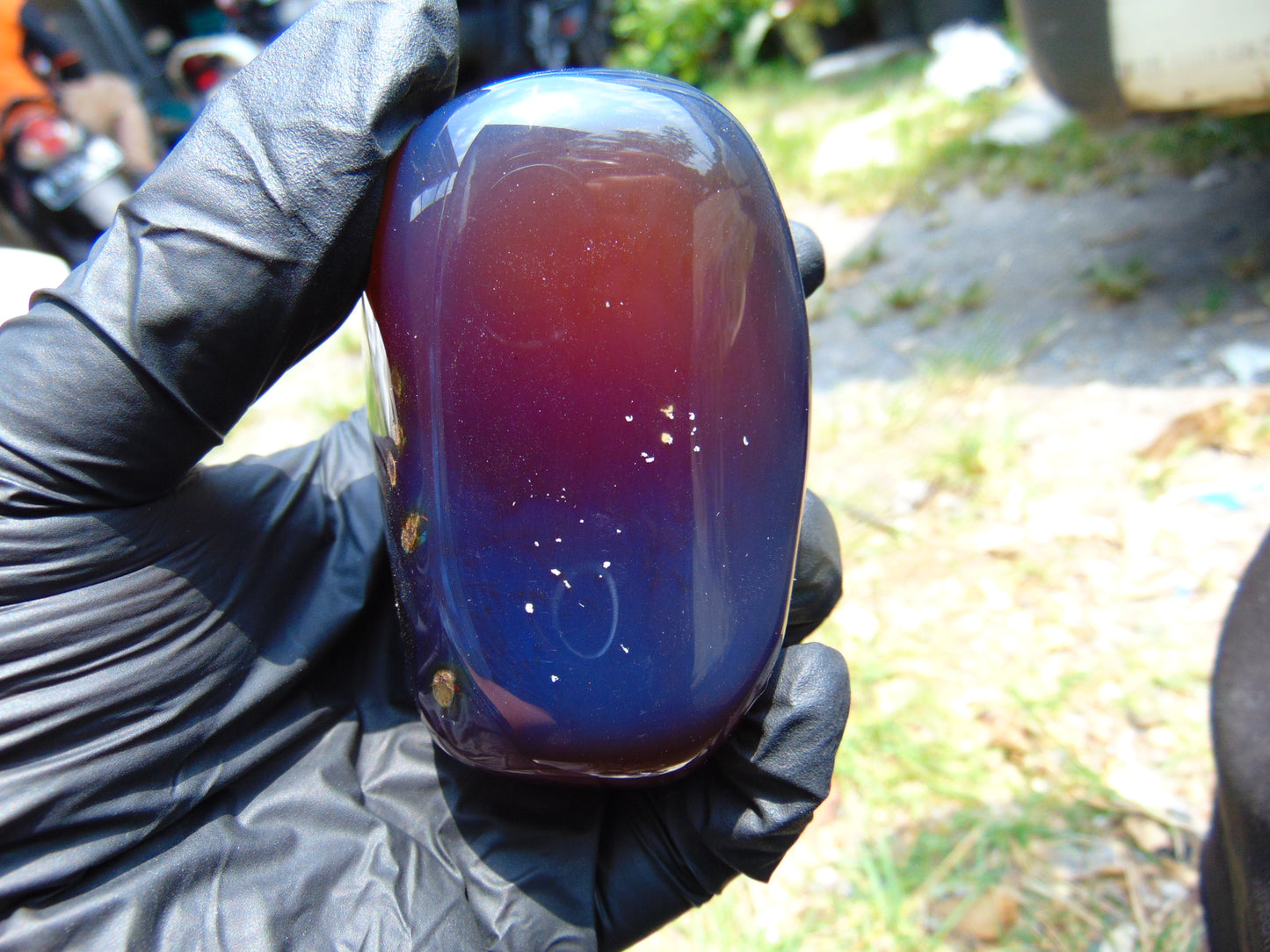 107 gr Polished Stone 86x52x49 Indonesian Blue Amber for Healing 25N138